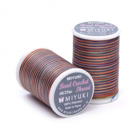 MIYUKI, CROCHET THREAD, SIZE 8 (0.45MM), RAINBOW. SOLD PER SPOOL OF 25M.