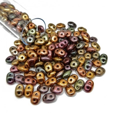 SUPERDUO, 2.5X5MM, CRYSTAL ORANGE RAINBOW. SOLD PER TUBE OF 10GM.