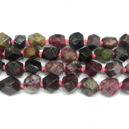 BEAD, 10MM, TOURMALINE, FACETED, NUGGET. SOLD PER STRAND OF 16 INCH.