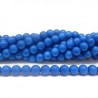 BEAD, GLASS PEARL, 8MM, ROUND, CAPRI BLUE, LEAD FREE. SOLD PER STRAND OF 16" (APPROX 52PC).