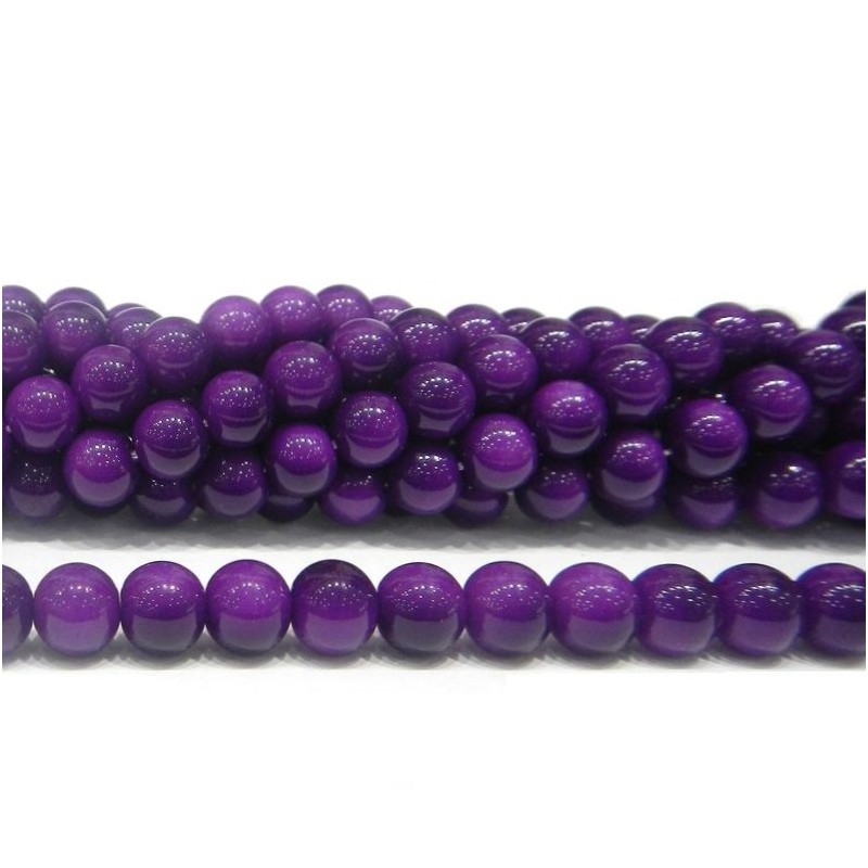 BEAD, GLASS PEARL, 8MM, ROUND, VIOLET, LEAD FREE. SOLD PER STRAND OF 16" (APPROX 52PC).