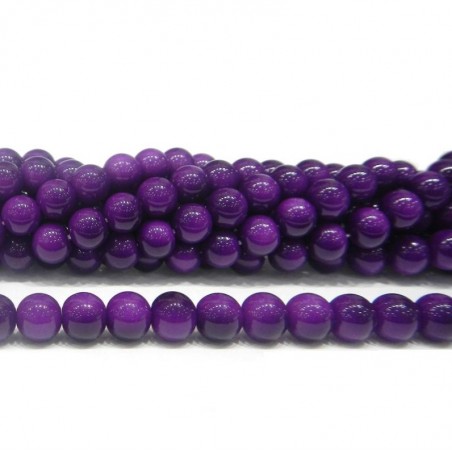 BEAD, GLASS PEARL, 8MM, ROUND, VIOLET, LEAD FREE. SOLD PER STRAND OF 16" (APPROX 52PC).