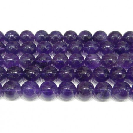 BEAD, 10MM, AMETHYST, ROUND, GRADE A. SOLD PER STRAND OF 16 INCH.