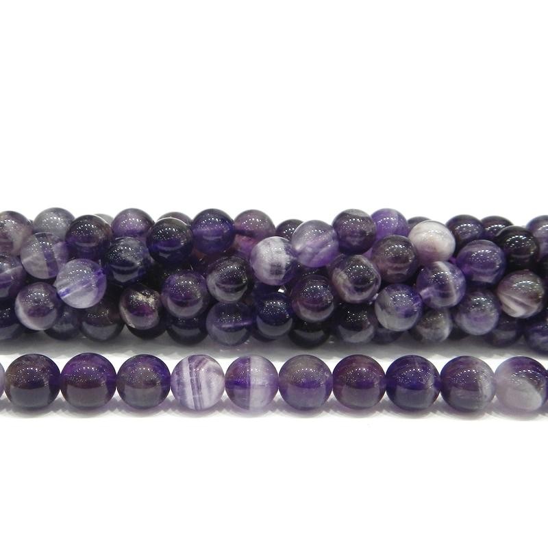 BEAD, 8MM, CHEVRON AMETHYST, ROUND. SOLD PER STRAND OF 16 INCH.