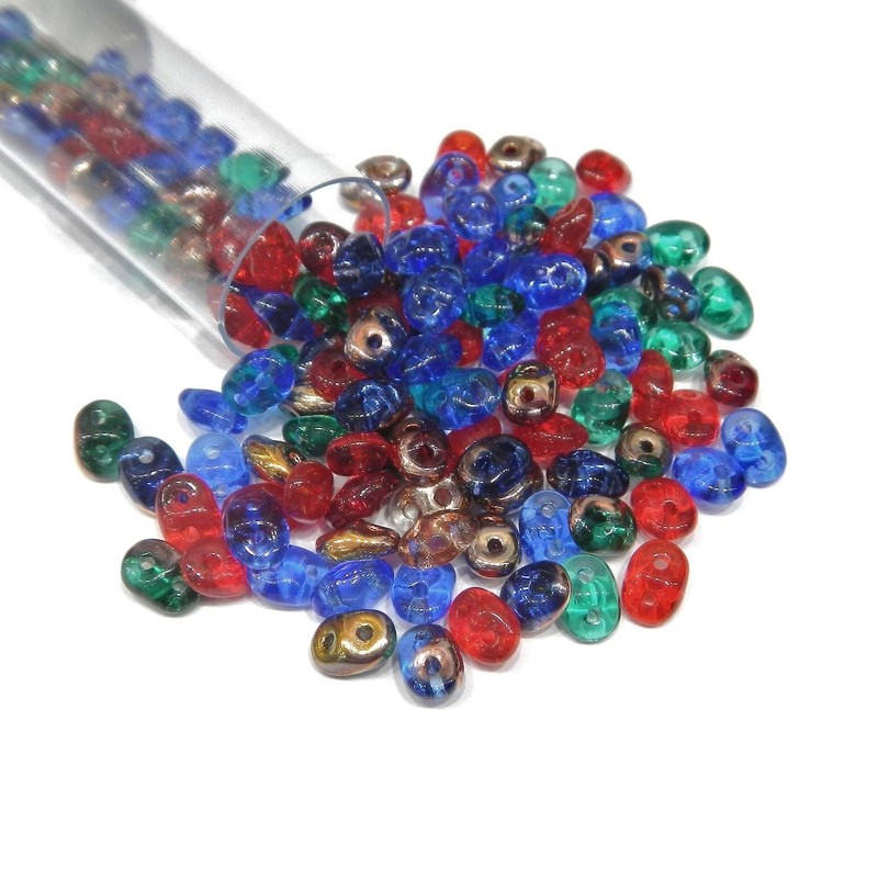 SUPERDUO, 2.5X5MM, CROWN JEWELS. SOLD PER TUBE OF 10GM.