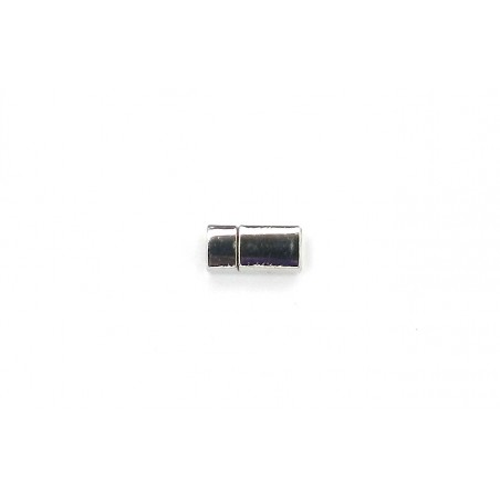 CLASP, MAGNETIC, RECTANGLE, 9X18MM, INTERNAL DIAMETER 3X6MM, RHODIUM PLATED. SOLD PER PACK OF 2.