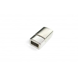 CLASP, MAGNETIC, RECTANGLE, 9X18MM, INTERNAL DIAMETER 3X6MM, RHODIUM PLATED. SOLD PER PACK OF 2.