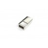CLASP, MAGNETIC, RECTANGLE, 9X18MM, INTERNAL DIAMETER 3X6MM, RHODIUM PLATED. SOLD PER PACK OF 2.