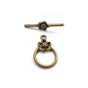 CLASP, TOGGLE, ROUND, 14MM, ANTIQUE PLATED BRASS. SOLD PER PACK OF 5.