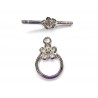 CLASP, TOGGLE, ROUND, 14MM, RHODIUM PLATED BRASS, NICKEL FREE. SOLD PER PACK OF 5.