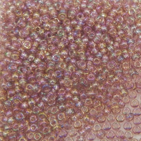 SEED BEAD, MIYUKI, 11/0 TRANSPARENT DARK SMOKY AMETHYST AB (RR256D). SOLD PER PACK OF 10GM.