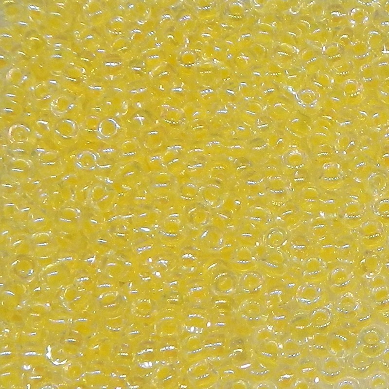 SEED BEAD, MIYUKI, 11/0 LIGHT YELLOW-LINED CRYSTAL AB (RR273). SOLD PER PACK OF 10GM.