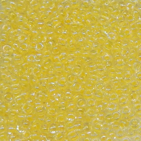 SEED BEAD, MIYUKI, 11/0 LIGHT YELLOW-LINED CRYSTAL AB (RR273). SOLD PER PACK OF 10GM.