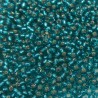 SEED BEAD, MIYUKI, 11/0 SILVERLINED TRANSPARENT DARK TEAL (RR30). SOLD PER PACK OF 10GM.