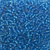 SEED BEAD, MIYUKI, 11/0 SILVERLINED CAPRI BLUE (RR25). SOLD PER PACK OF 10GM.