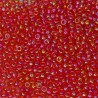 SEED BEAD, MIYUKI, 11/0 TRANSPARENT FUCHSIA AB (RR254). SOLD PER PACK OF 10GM.