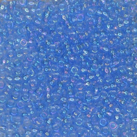 SEED BEAD, MIYUKI, 11/0 TRANSPARENT PALE SAPPHIRE AB (RR299). SOLD PER PACK OF 10GM.