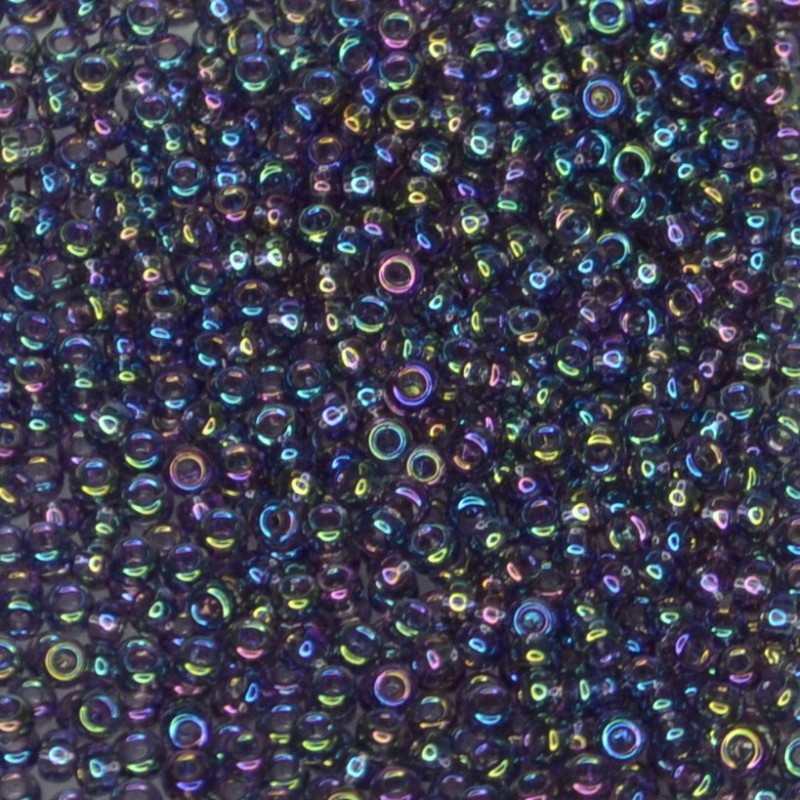 SEED BEAD, MIYUKI, 11/0 TRANSPARENT RAINBOW (RR293). SOLD PER PACK OF 10GM.