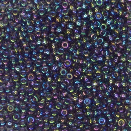 SEED BEAD, MIYUKI, 11/0 TRANSPARENT RAINBOW (RR293). SOLD PER PACK OF 10GM.