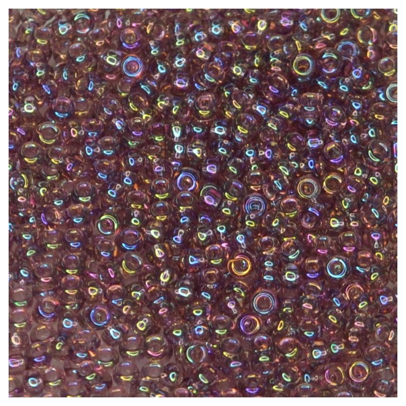 SEED BEAD, MIYUKI, 11/0 TRANSPARENT SMOKY AMETHYST AB (RR256). SOLD PER PACK OF 10GM.