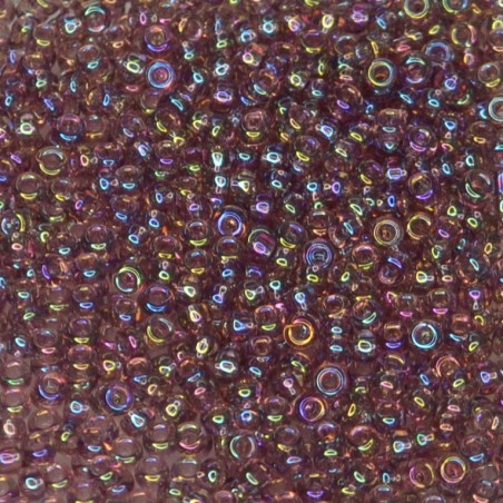 SEED BEAD, MIYUKI, 11/0 TRANSPARENT SMOKY AMETHYST AB (RR256). SOLD PER PACK OF 10GM.