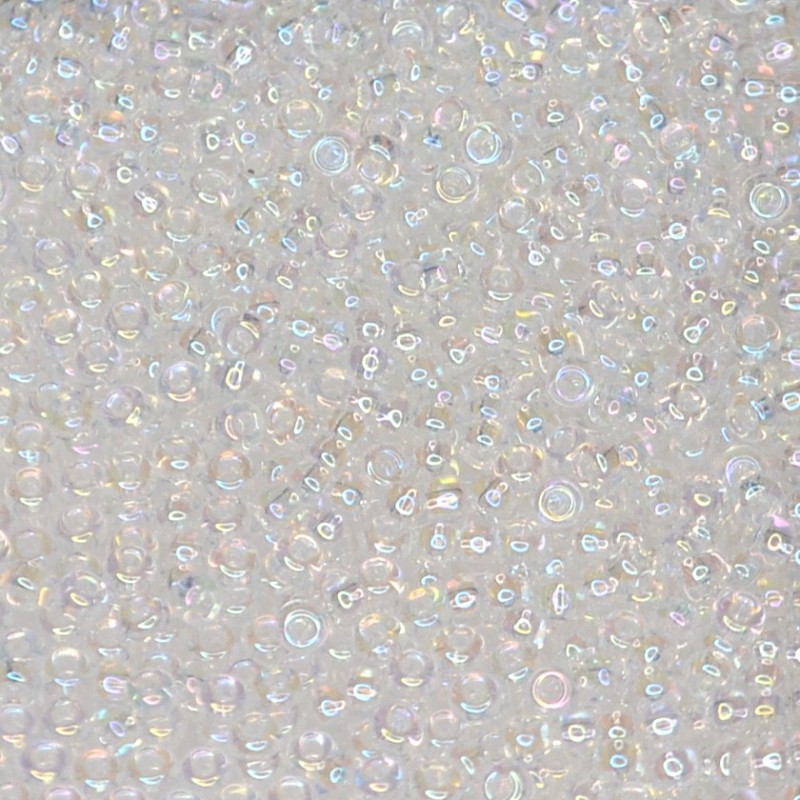 SEED BEAD, MIYUKI, 11/0 TRANSPARENT CRYSTAL AB (RR250). SOLD PER PACK OF 10GM.