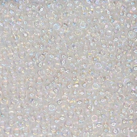 SEED BEAD, MIYUKI, 11/0 TRANSPARENT CRYSTAL AB (RR250). SOLD PER PACK OF 10GM.