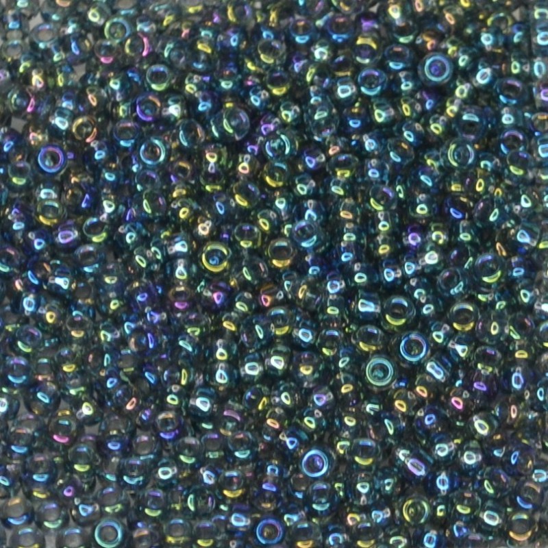 SEED BEAD, MIYUKI, 11/0 TRANSPARENT GREY AB (RR249). SOLD PER PACK OF 10GM.