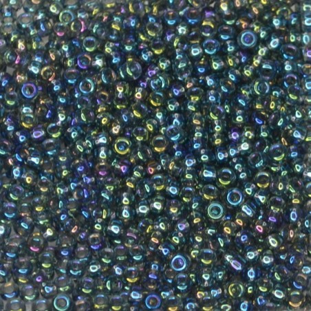 SEED BEAD, MIYUKI, 11/0 TRANSPARENT GREY AB (RR249). SOLD PER PACK OF 10GM.