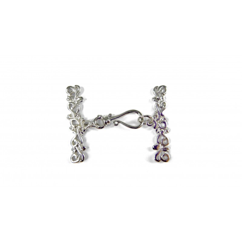 CLASP SET, HOOK, 19MM, 5-STRAND, RHODIUM PLATED, NICKEL FREE. SOLD PER PACK OF 2.