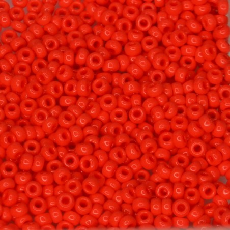 SEED BEAD, MIYUKI, 11/0 OPAQUE VERMILLION RED (RR407). SOLD PER PACK OF 10GM.
