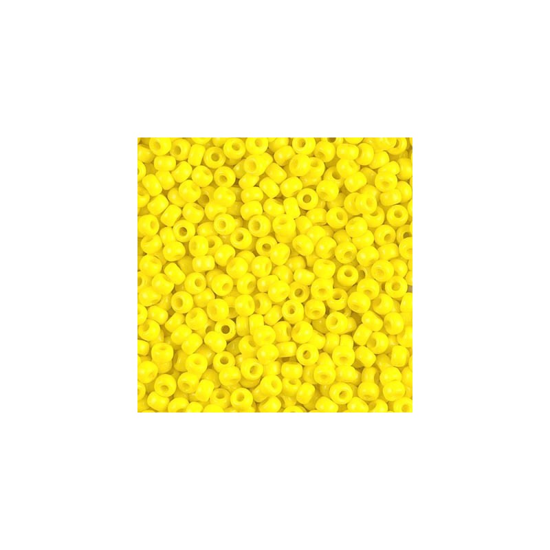 SEED BEAD, MIYUKI, 11/0 OPAQUE YELLOW (RR404). SOLD PER PACK OF 10GM.