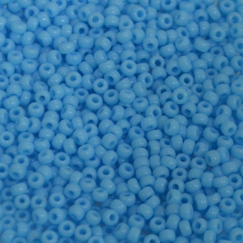 SEED BEAD, MIYUKI, 11/0 OPAQUE LIGHT BLUE (RR413). SOLD PER PACK OF 10GM.