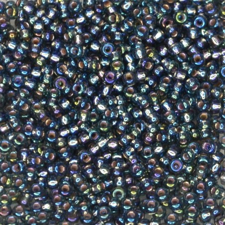 SEED BEAD, MIYUKI, 11/0 SILVERLINED GRAY AB (RR1021). SOLD PER PACK OF 10GM.