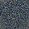 SEED BEAD, MIYUKI, 11/0 SILVERLINED GRAY AB (RR1021). SOLD PER PACK OF 10GM.