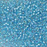 SEED BEAD, MIYUKI, 11/0 SILVERLINED AQUA AB (RR1018). SOLD PER PACK OF 10GM.