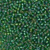 SEED BEAD, MIYUKI, 11/0 SILVERLINED GREEN AB (RR1016). SOLD PER PACK OF 10GM.