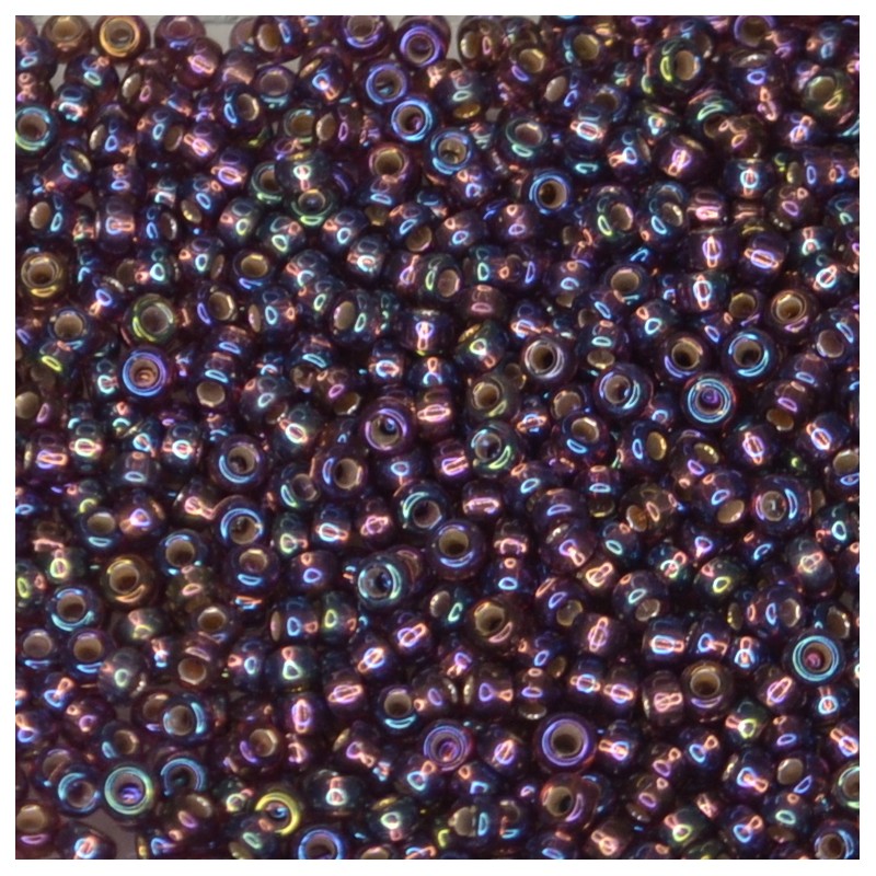 SEED BEAD, MIYUKI, 11/0 SILVERLINED DARK SMOKY AMETHYST AB (RR1013). SOLD PER PACK OF 10GM.