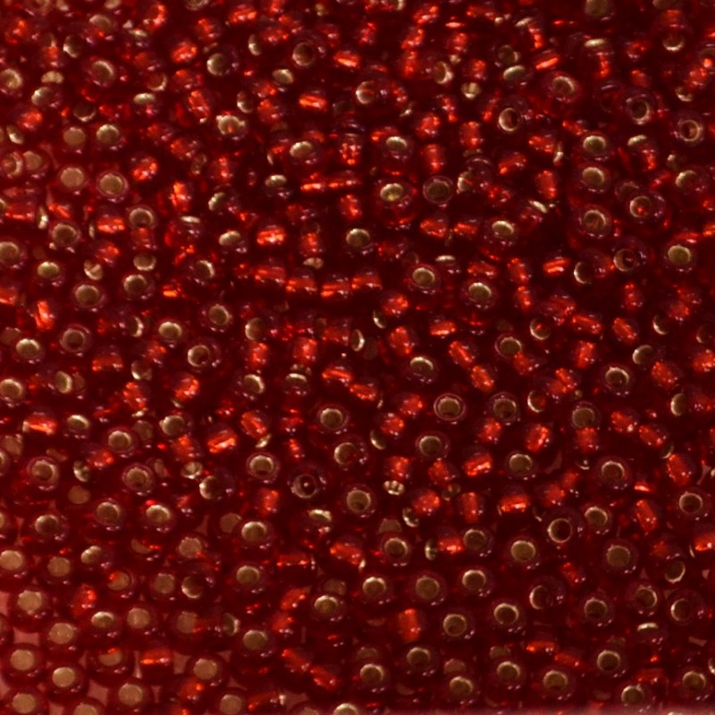 SEED BEAD, MIYUKI, 11/0 SILVERLINED RUBY (RR11). SOLD PER PACK OF 10GM.