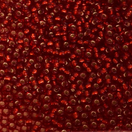 SEED BEAD, MIYUKI, 11/0 SILVERLINED RUBY (RR11). SOLD PER PACK OF 10GM.