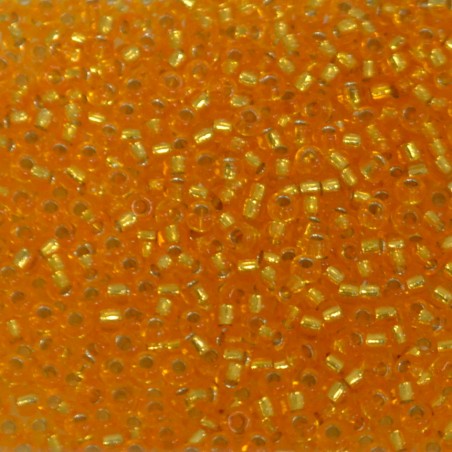 SEED BEAD, MIYUKI, 11/0 SILVERLINED LIGHT ORANGE (RR7). SOLD PER PACK OF 10GM.