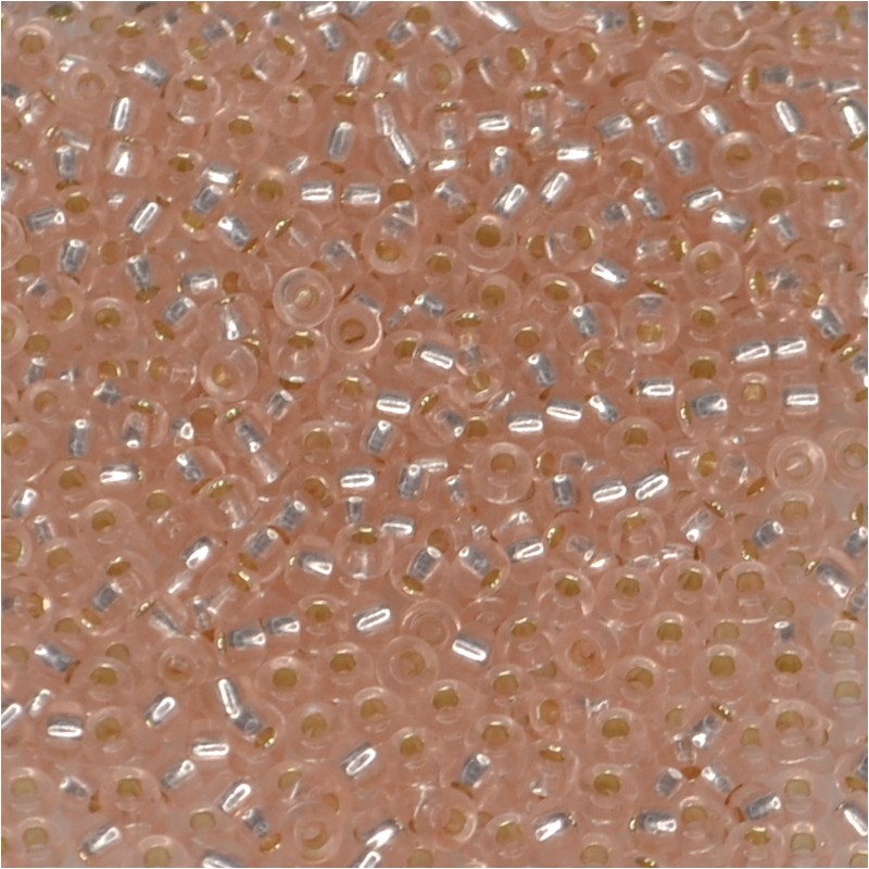 SEED BEAD, MIYUKI, 11/0 SILVERLINED PALE ROSE (RR23). SOLD PER PACK OF 10GM.
