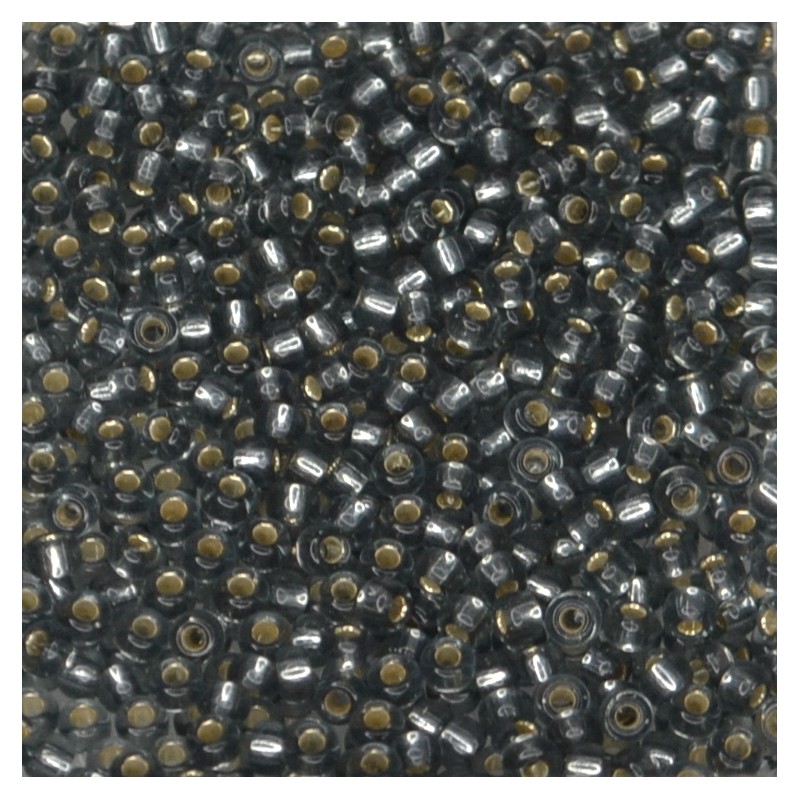 SEED BEAD, MIYUKI, 11/0 SILVERLINED GREY (RR21). SOLD PER PACK OF 10GM.