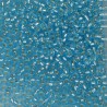SEED BEAD, MIYUKI, 11/0 SILVERLINED LIGHT BLUE (RR18). SOLD PER PACK OF 10GM.