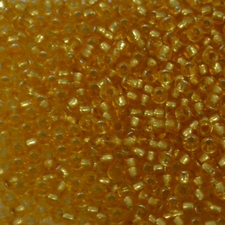 SEED BEAD, MIYUKI, 11/0 SILVERLINED DARK GOLD (RR4). SOLD PER PACK OF 10GM.