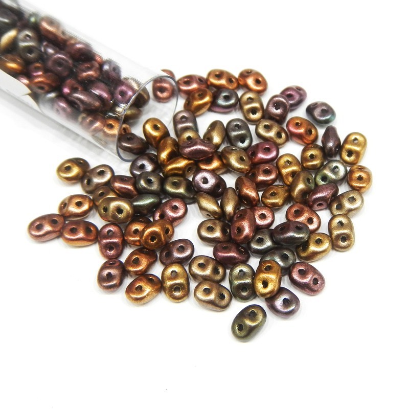 SUPERDUO, 2.5X5MM, CRYSTAL VITRAIL RAINBOW. SOLD PER TUBE OF 10GM.