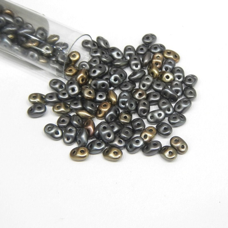 SUPERDUO, 2.5X5MM, CRYSTAL GREY RAINBOW. SOLD PER TUBE OF 10GM.