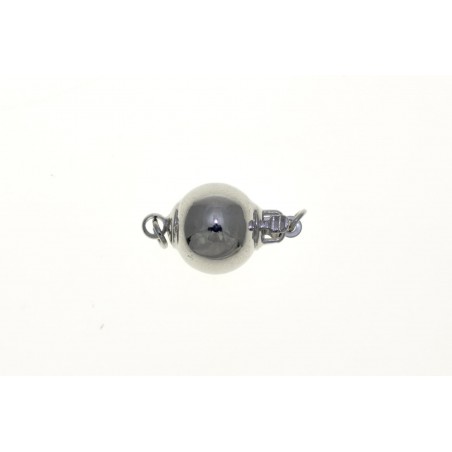 CLASP, BALL, 12MM, RHODIUM PLATED BRASS, NICKEL FREE. SOLD PER PACK OF 5.