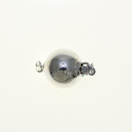 CLASP, BALL, 12MM, SILVER PLATED BRASS, NICKEL FREE. SOLD PER PACK OF 5.