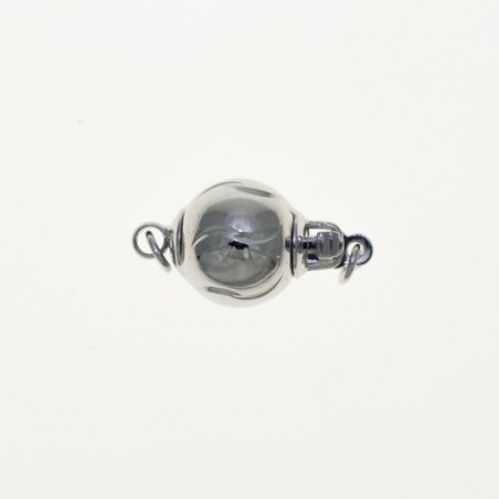 CLASP, BALL, 10MM, RHODIUM PLATED BRASS, NICKEL FREE. SOLD PER PACK OF 5.